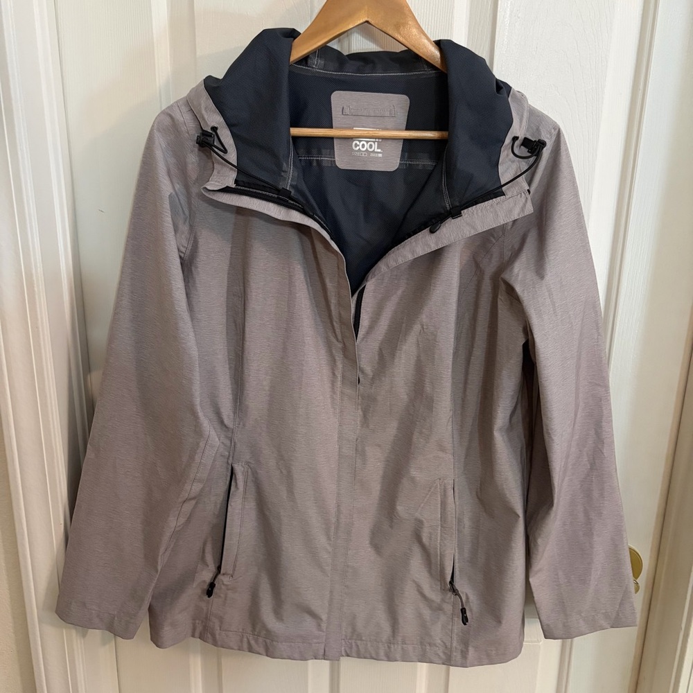 32 Degrees‎ Cool Jacket Women Medium Gray Hooded Lightweight Stretch Zip Coat